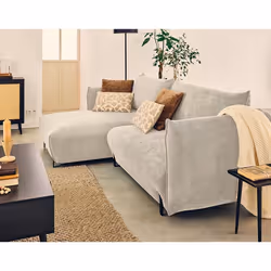 Gianni - canapé d'angle gauche 4 places convertible avec coffre en tissu