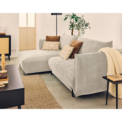 Gianni - canapé d'angle gauche 4 places convertible avec coffre en tissu