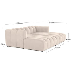 Debbie - canapé modulable droit 3 places avec double méridienne - assise profonde - en tissu texturé