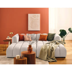 Debbie - canapé modulable droit 3 places avec double méridienne - assise profonde - en tissu texturé