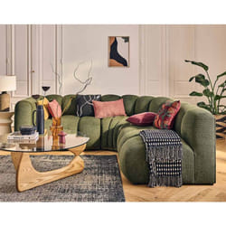 Debbie - canapé modulable d'angle droit 4 places avec accoudoir en tissu texturé - vert