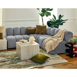 Lisa Design - Debbie - canapé modulable d'angle réversible 4 places sans accoudoirs en tissu texturé - gris