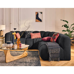 Debbie - canapé modulable d'angle droit 4 places avec accoudoir en tissu texturé - noir