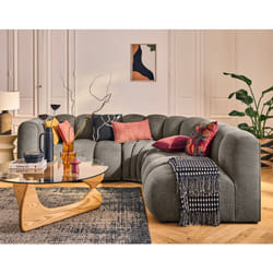 Debbie - canapé modulable d'angle droit 4 places avec accoudoir en tissu texturé