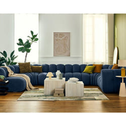 Debbie - canapé modulable panoramique d'angle gauche 7 places en tissu texturé
