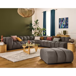 Debbie - canapé modulable d'angle droit 5 places en tissu texturé