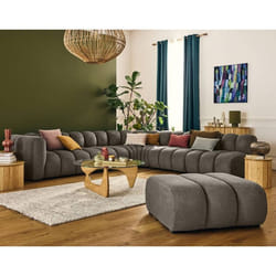 Debbie - canapé modulable d'angle droit 5 places en tissu texturé