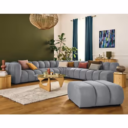 Debbie - canapé modulable d'angle droit 5 places en tissu texturé