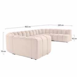 Debbie - canapé modulable panoramique d'angle droit 7 places en tissu texturé