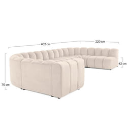Debbie - canapé modulable panoramique d'angle droit 7 places en tissu texturé