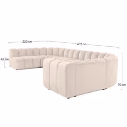 Debbie - canapé modulable panoramique d'angle gauche 7 places en tissu texturé