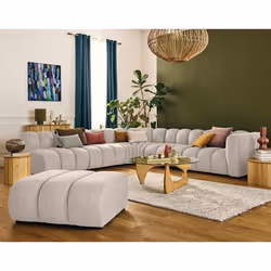Debbie - canapé modulable d'angle gauche 5 places en tissu texturé