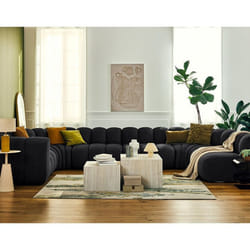 Debbie - canapé modulable panoramique d'angle droit 7 places en tissu texturé