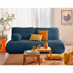 Bowie - canapé 3 places convertible coffre + coussin rond inclus en tissu texturé