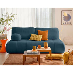 Bowie - canapé 3 places convertible coffre + coussin rond inclus en tissu texturé