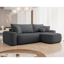 Enma - Canapé d'angle réversible 4 places convertible avec coffre en tissu texturé