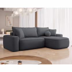 Enma - Canapé d'angle réversible 4 places convertible avec coffre en tissu texturé