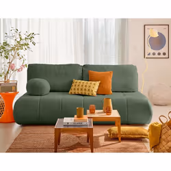 Bowie - canapé 3 places convertible coffre + coussin rond inclus en tissu texturé
