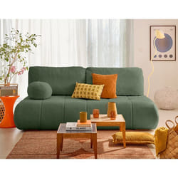 Bowie - canapé 3 places convertible coffre + coussin rond inclus en tissu texturé