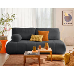 Bowie - canapé 3 places convertible coffre + coussin rond inclus en tissu texturé