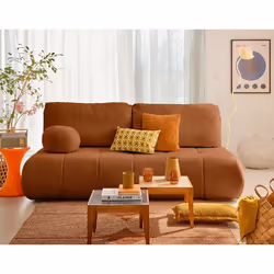 Bowie - canapé 3 places convertible coffre + coussin rond inclus en tissu texturé