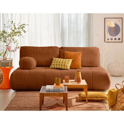 Bowie - canapé 3 places convertible coffre + coussin rond inclus en tissu texturé