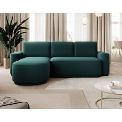 Sam - canapé d'angle gauche 4 places convertible avec coffre en tissu