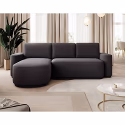Sam - canapé d'angle gauche 4 places convertible avec coffre en tissu