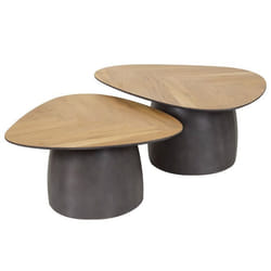 Hoani - lot de 2 tables basses - bois et métal - 90 et 75 cm