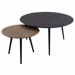 Kahoni - lot de 2 tables basses - doré et noir - 74 et 58 cm