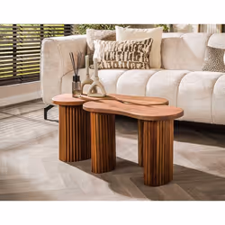 Kamea - lot de 2 tables basses - bois massif d'acacia - 80 et 65 cm