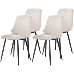 Iris - lot de 4 chaises - en velours côtelé et velours - blanc