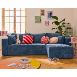 Topaze - canapé d'angle réversible 4 places convertible avec coffre en velours à relief texturé