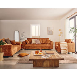 Lisa Design - Rune - canapé droit 3 places en velours texturé - rouille