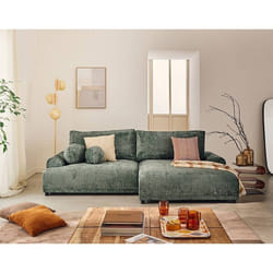 Nelly - canapé d'angle droit 4 places convertible avec coffre en velours texturé