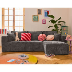 Topaze - canapé d'angle réversible 4 places convertible avec coffre en velours à relief texturé