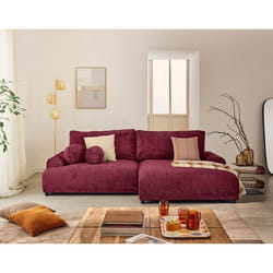 Nelly - canapé d'angle droit 4 places convertible avec coffre en velours texturé