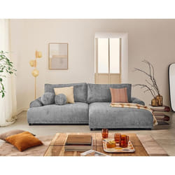 Nelly - canapé d'angle droit 4 places convertible avec coffre en velours texturé