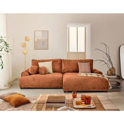 Nelly - canapé d'angle droit 4 places convertible avec coffre en velours texturé