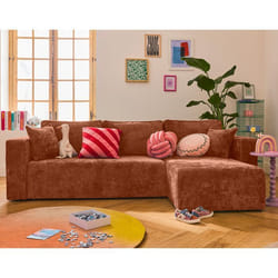Topaze - canapé d'angle réversible 4 places convertible avec coffre en velours à relief texturé