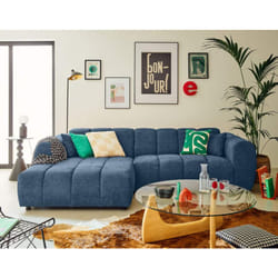 Curtis - canapé d'angle gauche 4 places en tissu texturé - bleu