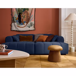 Ray - canapé droit 4 places avec double méridienne - assise profonde - en tissu texturé