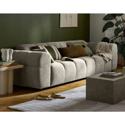 Ray - canapé droit 3 places en tissu texturé - gris