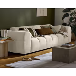 Ray - canapé droit 3 places en tissu texturé - beige