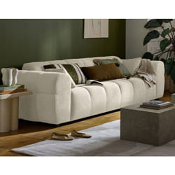 Ray - canapé droit 3 places en tissu texturé - beige