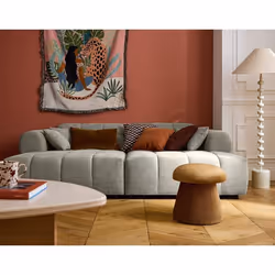Ray - canapé droit 4 places avec double méridienne - assise profonde - en tissu texturé