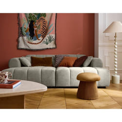 Ray - canapé droit 4 places avec double méridienne - assise profonde - en tissu texturé