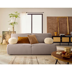 Marvin - canapé 3 places convertible et coffre en fausse fourrure côtelée avec 2 coussins boule inclus