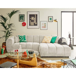 Curtis - canapé d'angle droit 4 places en tissu texturé - beige