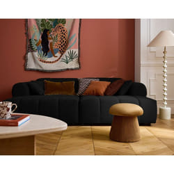 Ray - canapé droit 4 places avec double méridienne - assise profonde - en tissu texturé